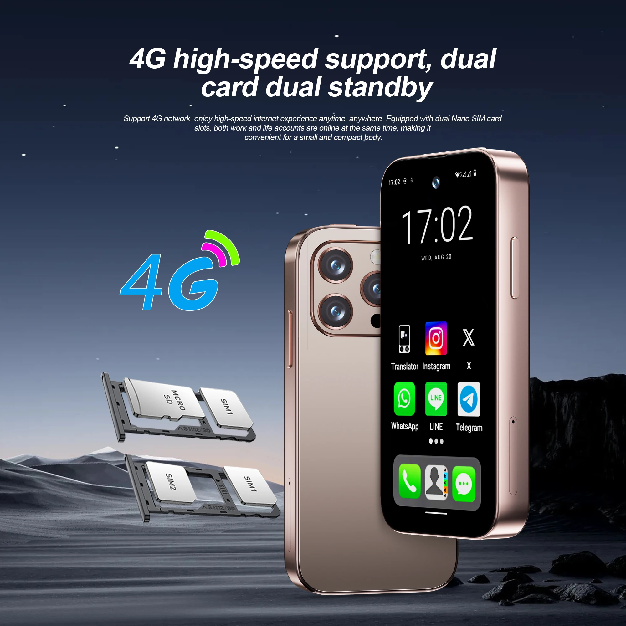 SERVO A1 PRO هاتف ذكي صغير الترجمة 4G LTE Android12 نظام RAM 3GB ROM 32GB Play Store WiFi ثنائي الشريحة Pocket AI هاتف ذكي