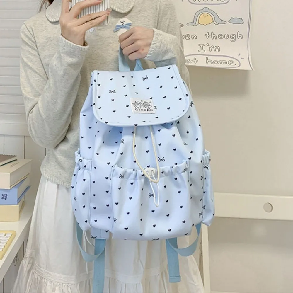 Lightweight Drawstring Backpack Large Capacity College Style Nylon Backpack Cloth Korean Style Students School Bag