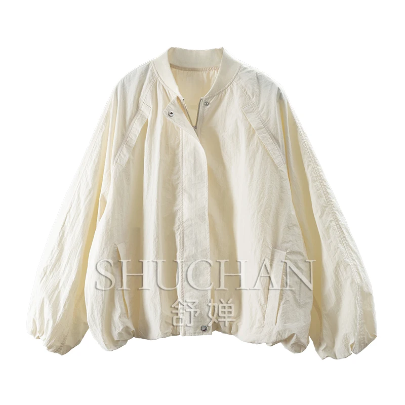 

Lazy Fashion Loose Large Silhouette Slightly Wrinkle Texture Jacket Women 33E7 Casaco Feminino Inverno Bomber Jacket