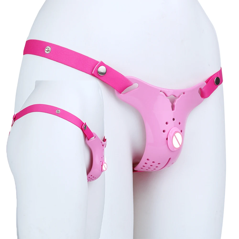FRKO Pink Flat Sissy Chastity Cage ABS Resin Lock Bondage Chastity Belt Device Male To Female Transformation SM Sex Toys Men 18+