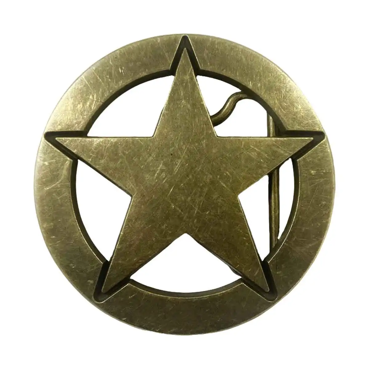 Hollowed-out Five-pointed Star Shape Belt Buckle - Retro Western Cowboy Style Embossed Red Belt Buckle for Men