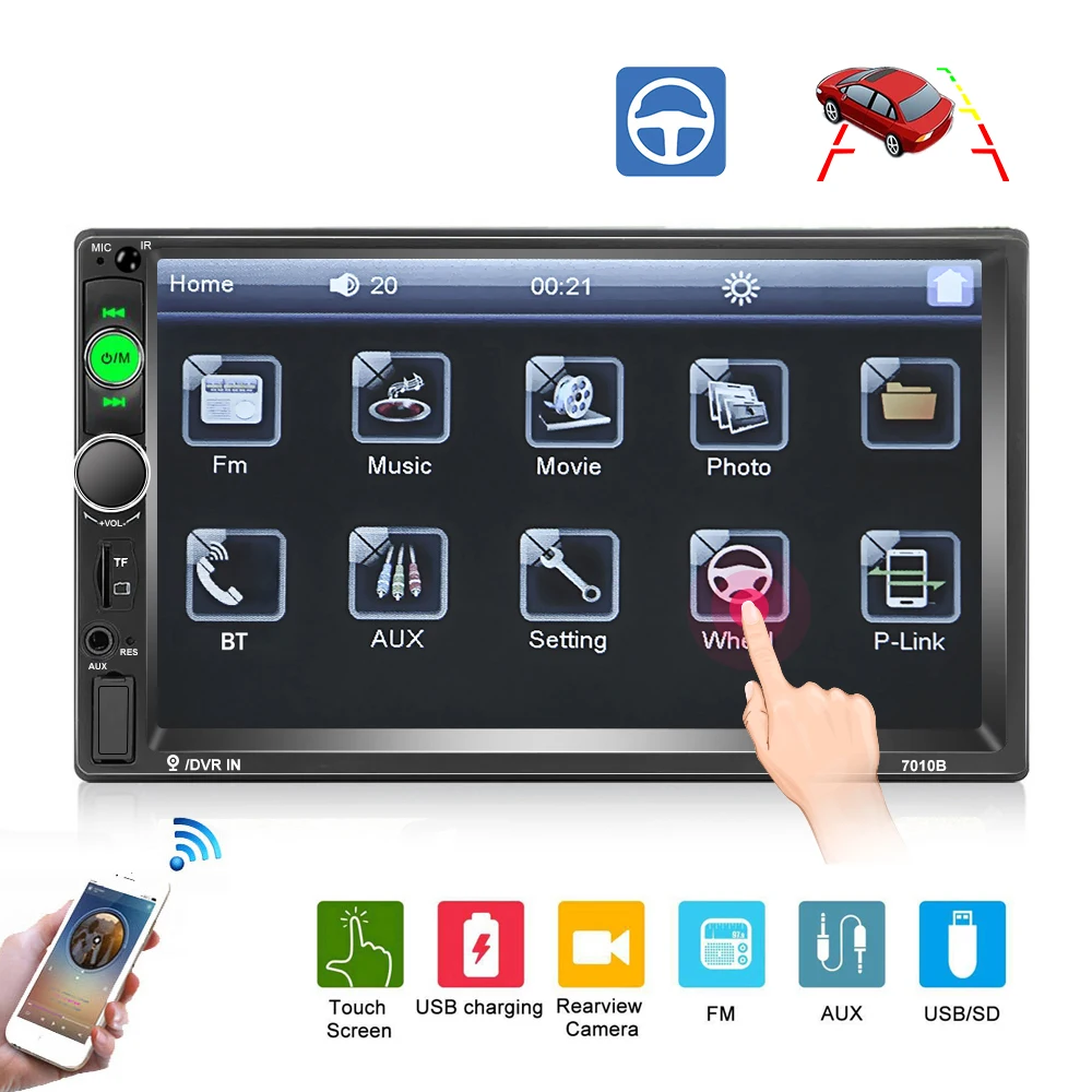 

GIVIFENI 2 Din Stereo Receiver Carplay Car Radio FM Audio Bluetooth 7" Autoradio MP5 Video Player For Universal VW Toyota Honda