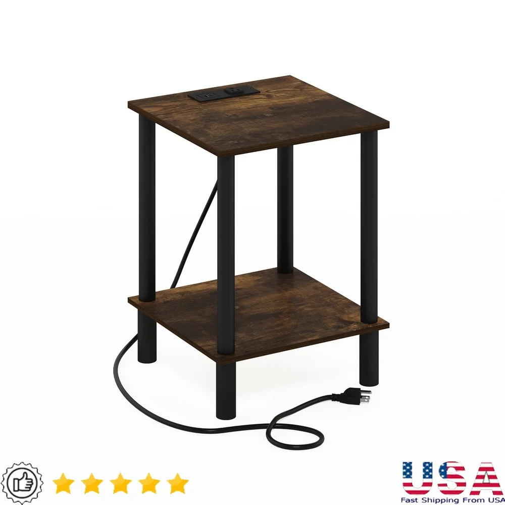 

Compact 2-Tier Side Table with USB Type-C Charging Ports Modern Design Easy Assembly Living Room Bedroom Home Office