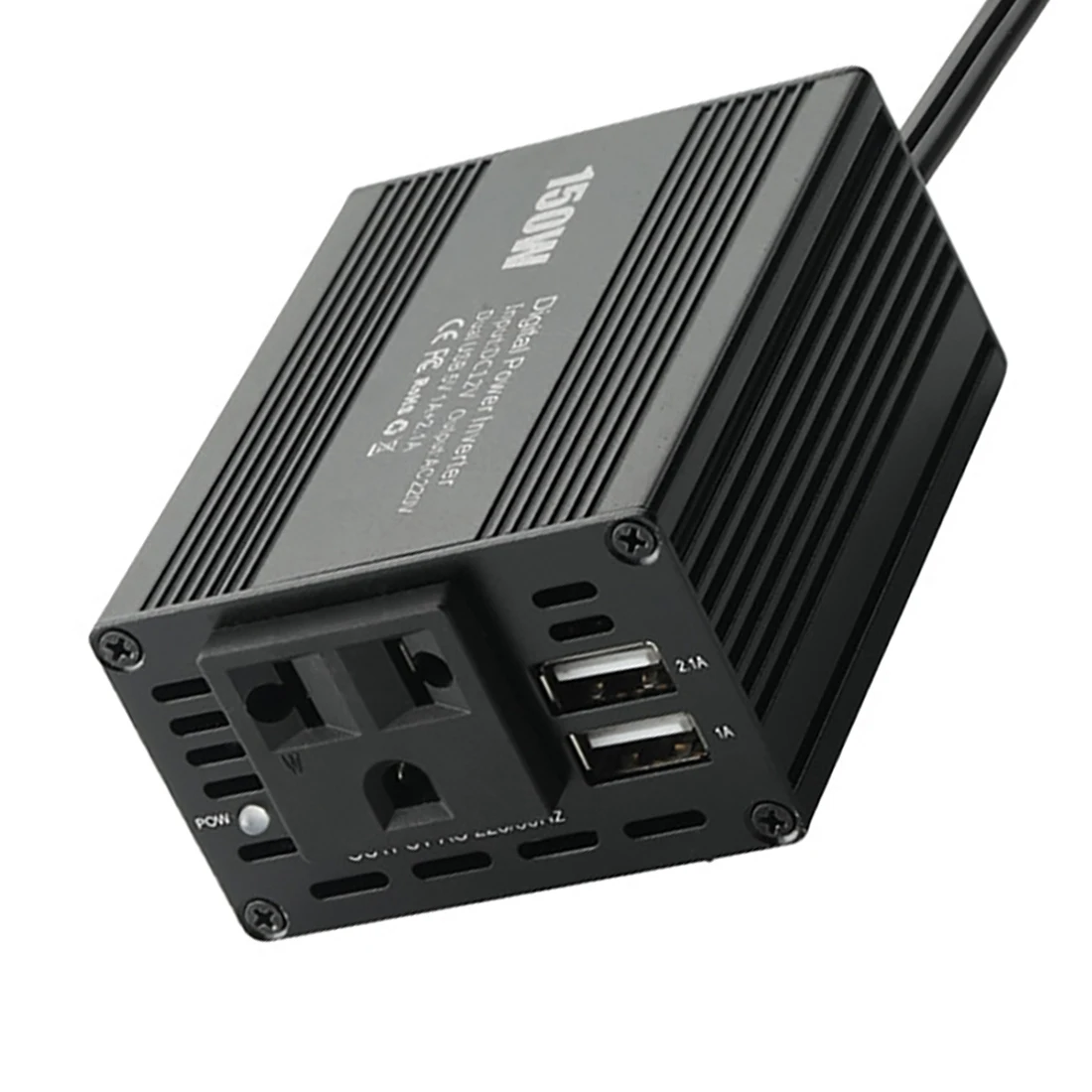 150W Przetwornica napięcia DC12V na AC220V Rozgałęźnik podwójnego USB Szybkie ładowanie Przetwornica samochodowa Czarna wtyczka EU