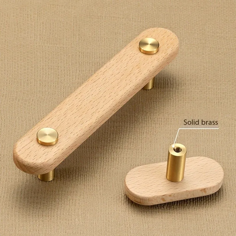 Vintage Rural Wooden Wind Cabinet Door Handle, High-end Light Luxury Wooden Cabinet, Wardrobe Cabinet Drawer, Wooden Door Handle