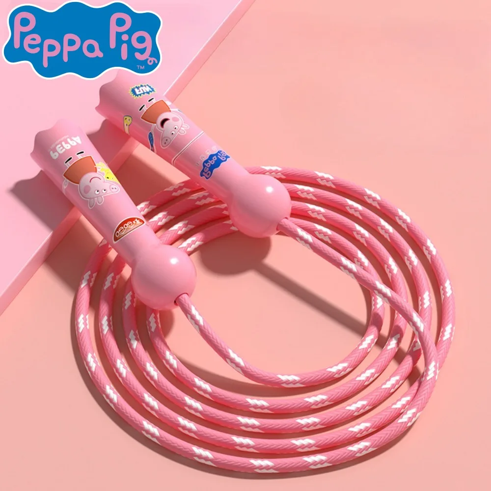 Peppa Pig Children's Sports Adjustable  Rope Ropes Sport Fitness Lovely Cartoon Skipping Natural Wooden Handle Fillet Design