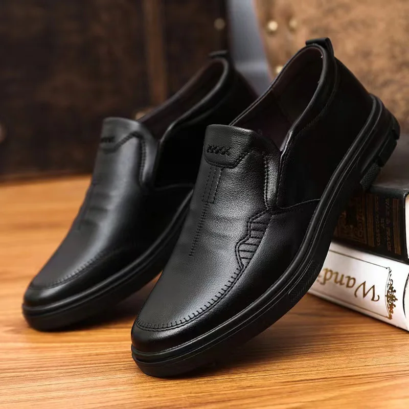Men's shoes 2025 autumn new item men's casual leather shoes with cow tendon sole British solid color men's shoes for business