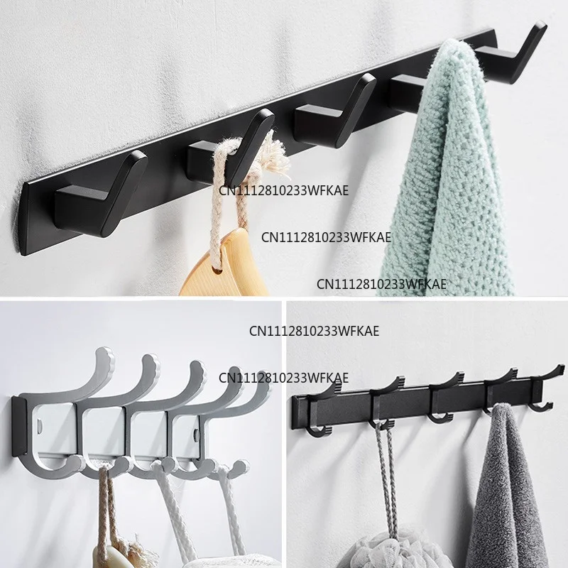 Space aluminum coat hook Bedroom coat and hat hook Row hook No punching and pasting Bathroom door Back