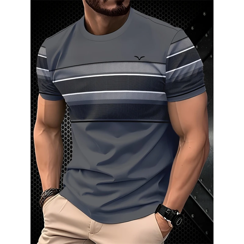 

Simple Fashion Contrast Color T Shirts For Men Summer Trendy Short Sleeve 3D Printed T-shirts Casual Oversized Daily Wear Tees