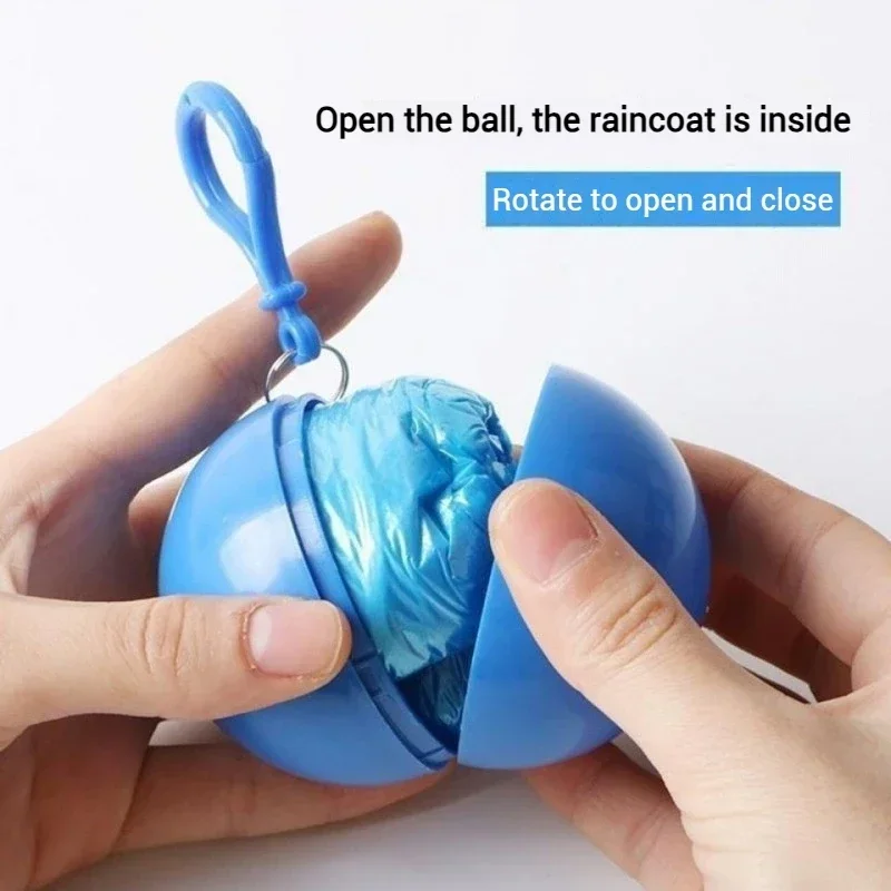 1/5 عشوائي معطف واق من المطر يستخدم لمرة واحدة المحمولة مقاوم للماء ضغط الكرة جيب معطف واق من المطر السفر في الهواء الطلق معلقة المعطف معدات التخييم #4