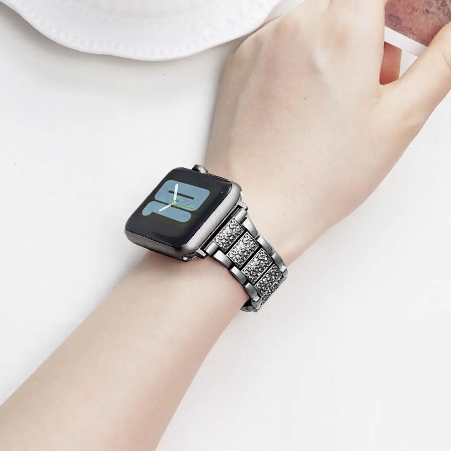 الماس حزام معدني لساعة أبل الفرقة 45 مللي متر 44 مللي متر 42 مللي متر 41 مللي متر 40 مللي متر 46 مللي متر المرأة الفولاذ المقاوم للصدأ سوار iWatch الترا 10 9 8 7 6 5