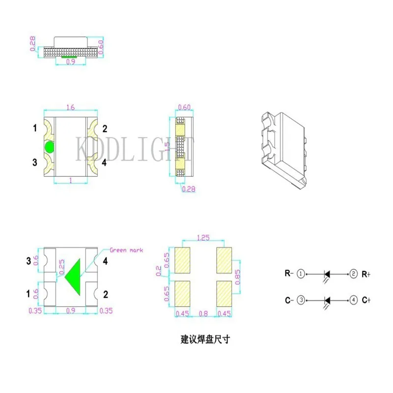 100pcs Patch 1615 Red and White two-color led 0603 Red and white two-color led 0805 Red and white lamp bead LED