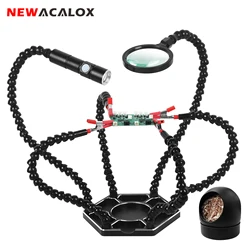 NEWACALOX Helping Hand Soldering Tool with 6.7inch Large Aluminium Base Solder Iron Tip Cleaning Ball for PCB Electronic Repair