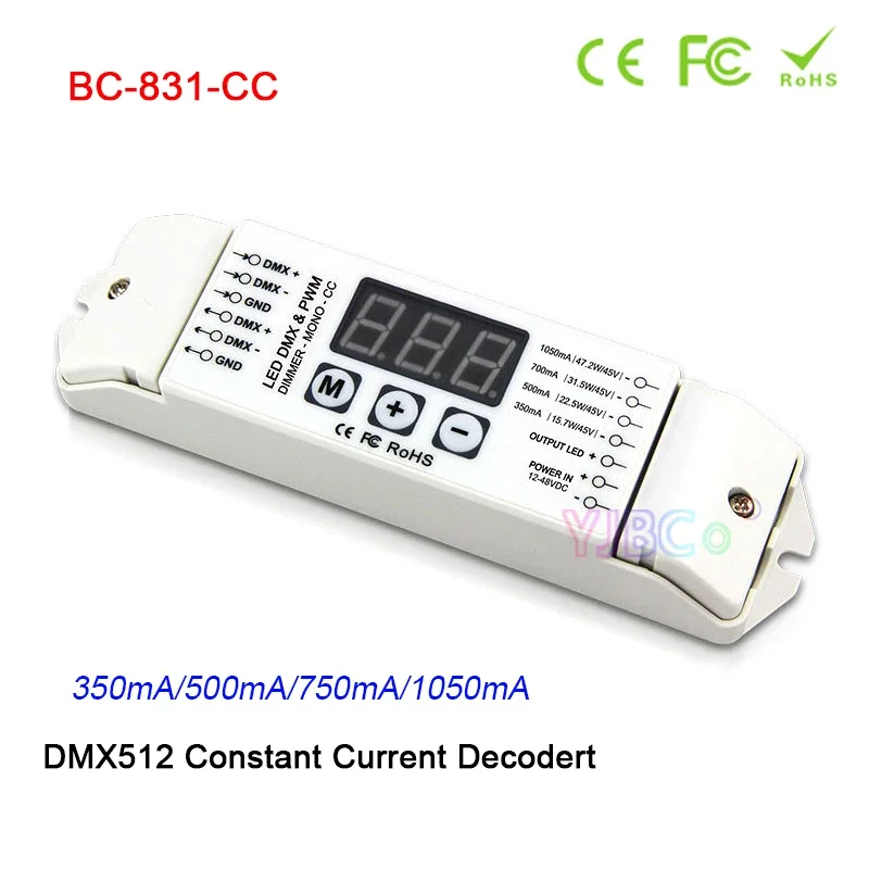 Bincolor Single color LED Lamp DMX512 Controller 3-digital-display DMX Constant Current Decoder Dimmer 350mA/500mA/750mA/1050mA