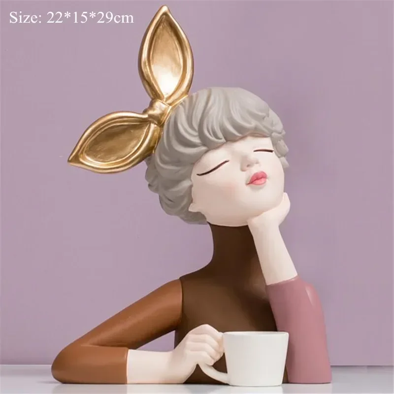 Nordic Style Resin Crafts Modern Girl Girls Home Decoration Decor Living Room Housewarming Gift Statue Ornaments Sculpture Apple