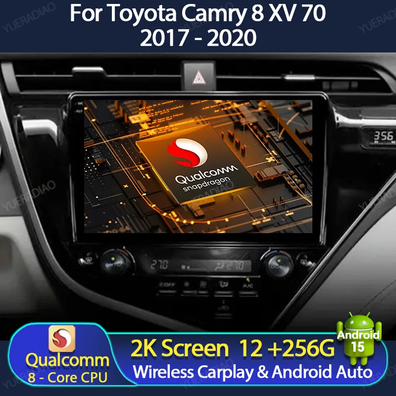 

Автомобильный радиоприемник Android 15 для Toyota Camry 8 XV 70 2017-2020, мультимедийный видеоплеер Qualcomm, головное устройство BT, 4G WIFI QLED GPS NAVI