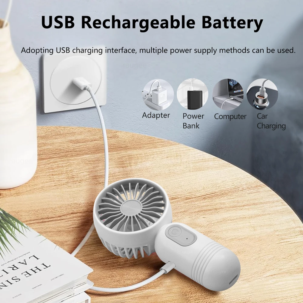 Mini Portable Fan Small Hand Held Fan USB Rechargeable Handheld Fan Outdoor Personal Pocket Fan Powerful and Lightweight 3 Gears