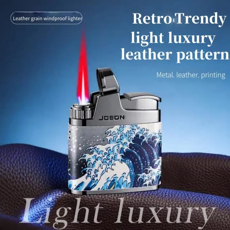 

JOBON Retro Trendy Inflatable Lighter Metal Material Light Luxury Leather Pattern Windproof Lighter Men's Exquisite Gift