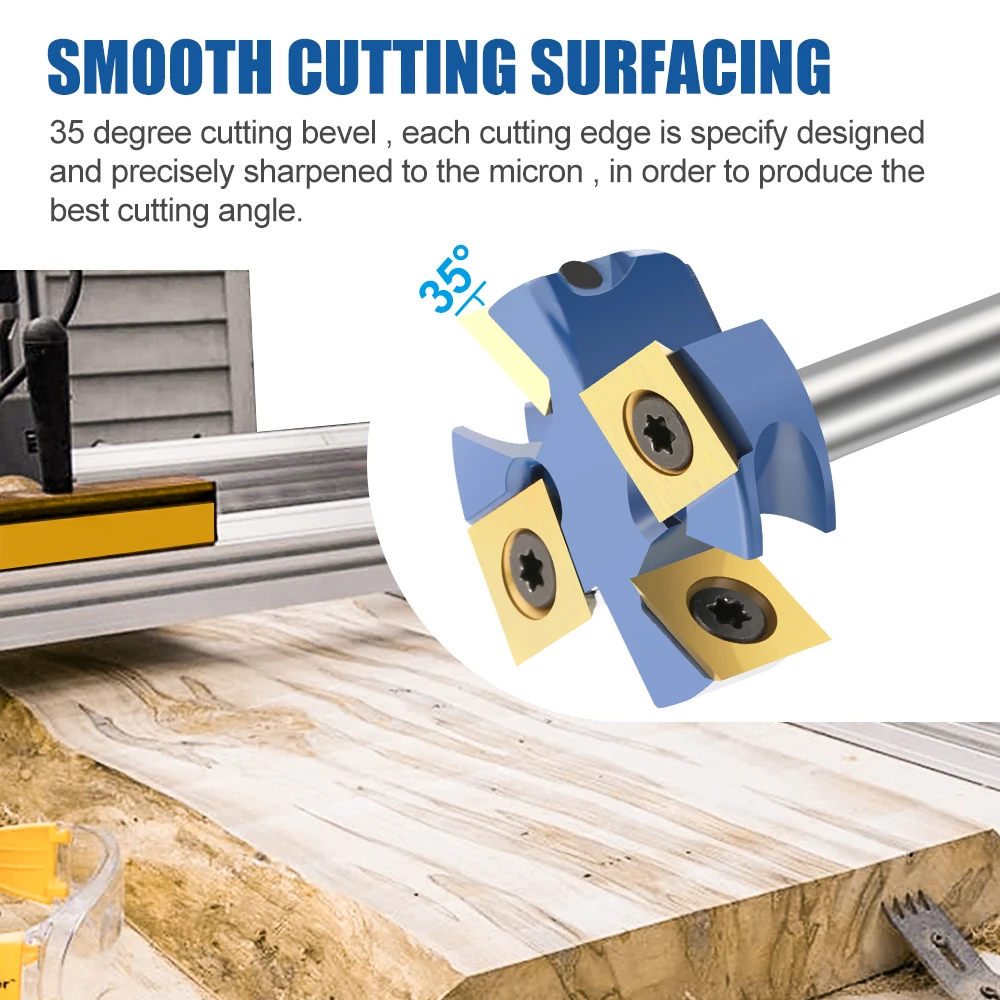 XCAN 8mm Shank CNC Spoilboard Surfacing Route Bit Carbide Insert Wood Slab Flattening Planer Bit Woodworking Milling Cutter