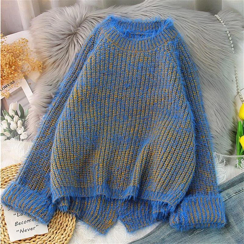 2022 New Arrival Autumn Winter Women All-matched O-neck Long Sleeve Pullover Korean Style Loose Casual Knitted Sweater P779