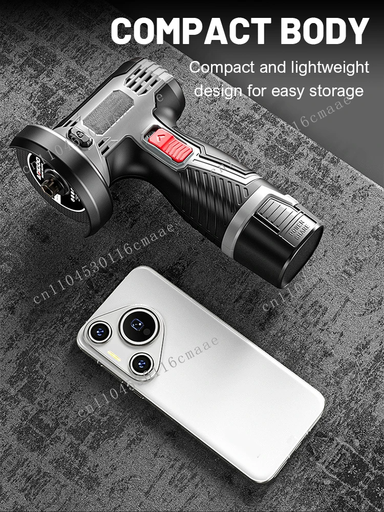 Portable 16.8V Mini Angle Grinder with Large Capacity for Polishing Grinding and Cutting Power Tool Powered By Lithium Battery