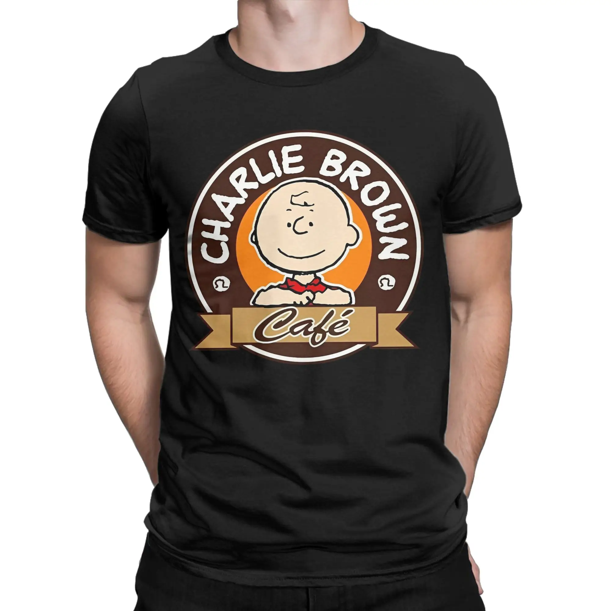 Snoopy  Charlie Brown T-Shirt Men Cotton Top Tee Harajuku  O-neck Short Sleeve