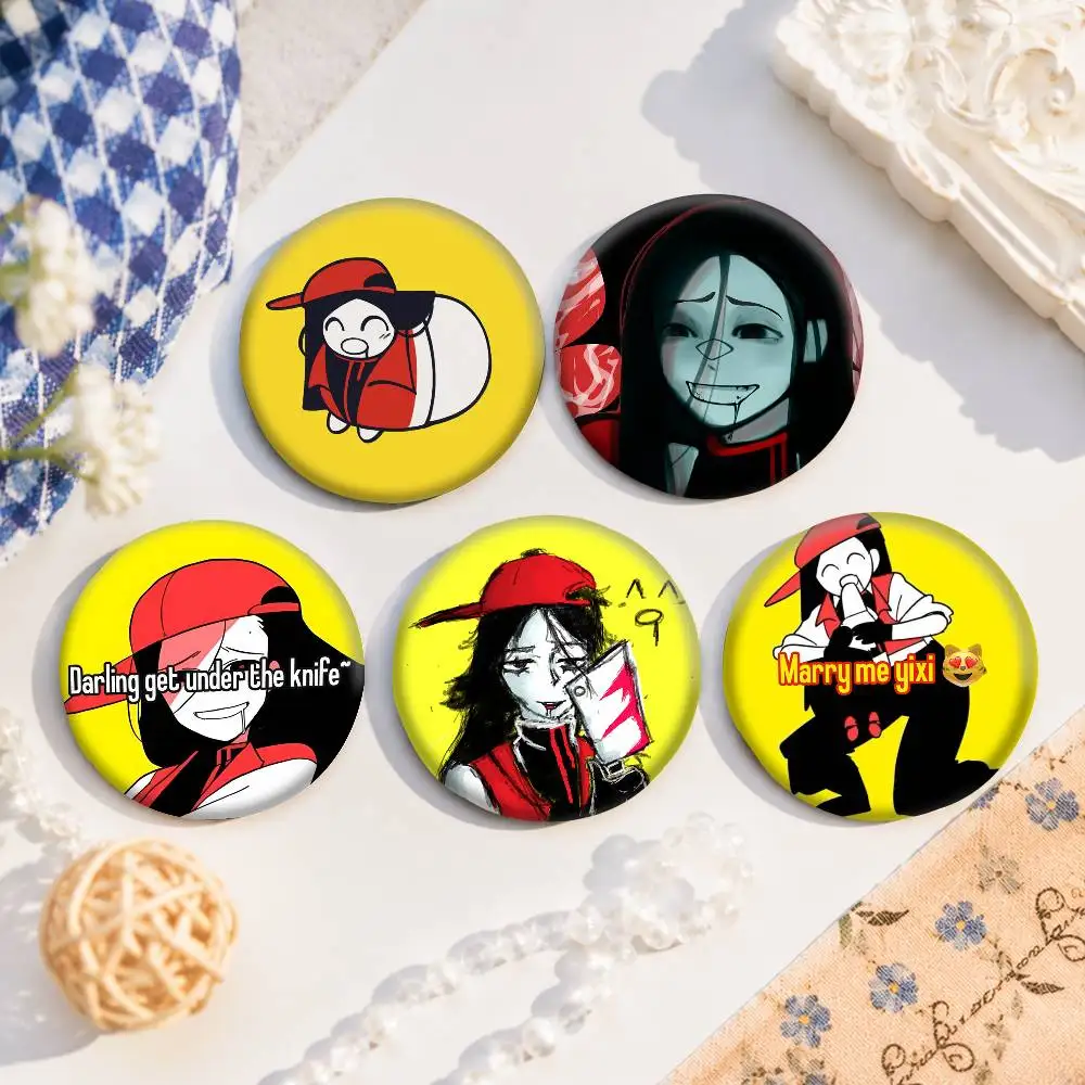 A-Yi Xi Singer Meat Girl Art Badges Button Round Creative Pin Brooch Badge Bag Decor Accessories Fans Collect Friends Gifts