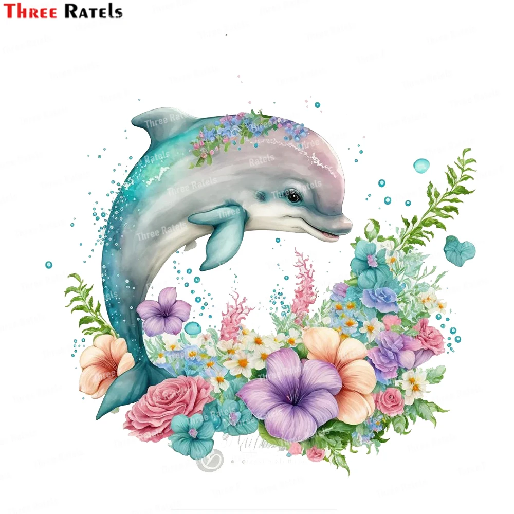 Three Ratels  Dolphin Car Stickers Refrigerator Laptop Luggage Skateboard Decor Decals Vinyl Material Waterproof Protected Decal