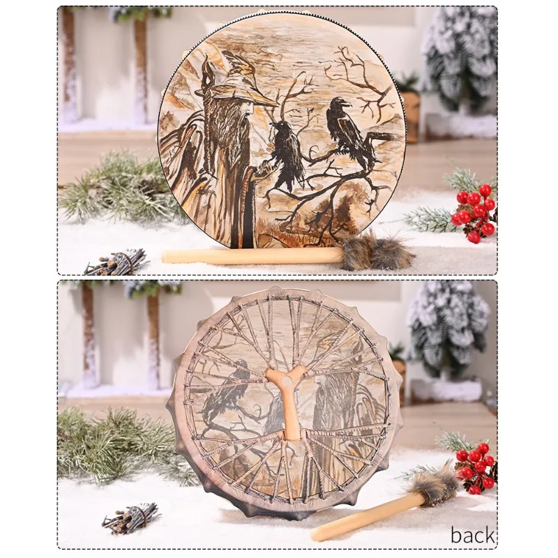 Tamburo Sciamanico Albero Della Vita – Tamburo Siberiano Fatto A Mano Con Bacchetta, Per Meditazione E Musica Spirituale