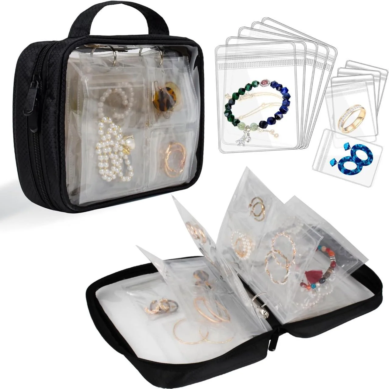 Clear PVC Jewelry Organizer Book Big Capacity Earring Rings Necklace Jewelry Storage Travel Storage Case