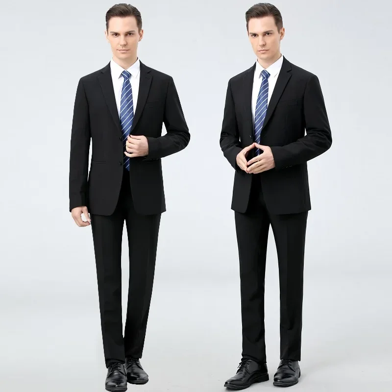 

High Quality (Blazer+ Trousers) Men's British Style Elegant Fashion Senior Simple Wedding Party Gentlemen Slim Suit 2 Pieces