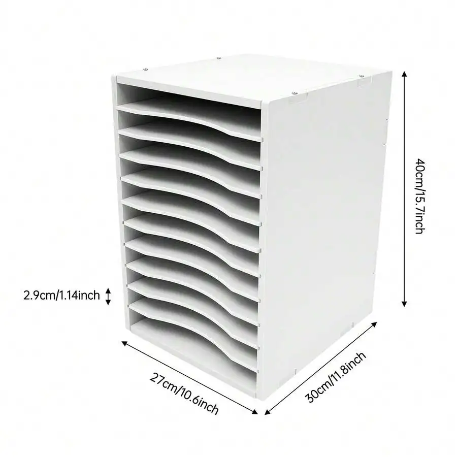 Aohuada Vertical Desktop Sorter White, 11 Slots Mail Organizer Vertical File Organizer, PVC Paper Sorter Organizer With 11 Slots Adjustable, Construction Paper Storage Mailbox For Classroom Office (White)