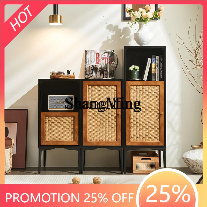 

FG good-looking solid wood rattan chest, medieval wabi-sandy wind high and low combination storage, storage cabinet