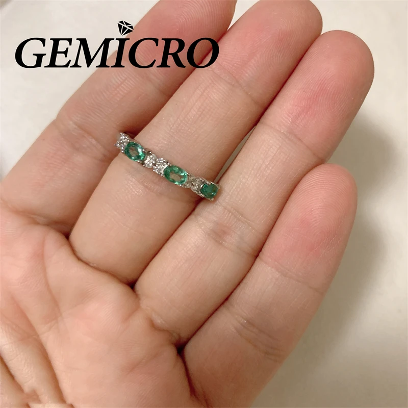 

Кольца Gemicro с натуральным изумрудом, 3 шт., 3x4 мм