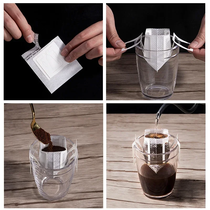 50/100/200pcs Coffee Filter Paper Bags Disposable Drip Coffee Bag Handle Hanging Ear Espresso Coffee Accessories Tea Tools