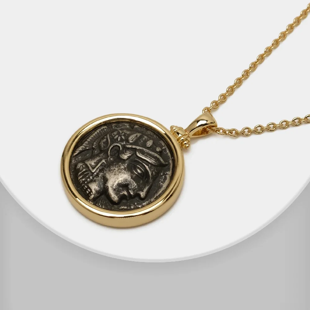 

Amorita Vintage Roman Coin Pendant Double Side Ancient Sculpture Necklace