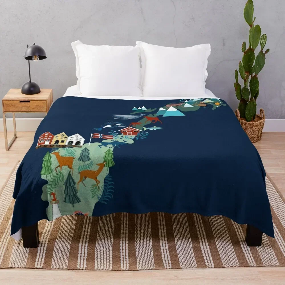 

Norway Souvenir Throw Blanket Soft Breathable Blanket for Night Sleeping