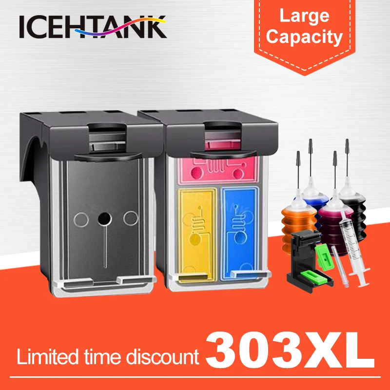 ICEHTANK 303XL Ink Cartridge Replacement For HP 303 For hp303xl For HP Envy 6220 7120 7800 7820 7822 7830 7855 7858 7864 Printer