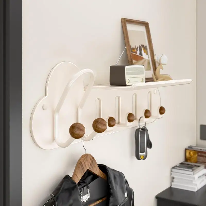 

Modern Minimalist Wall Mounted Storage Rack Entrance Coat Hook Simple Multi-Function Hanging Rack Kitchen Wall Storage Shelf