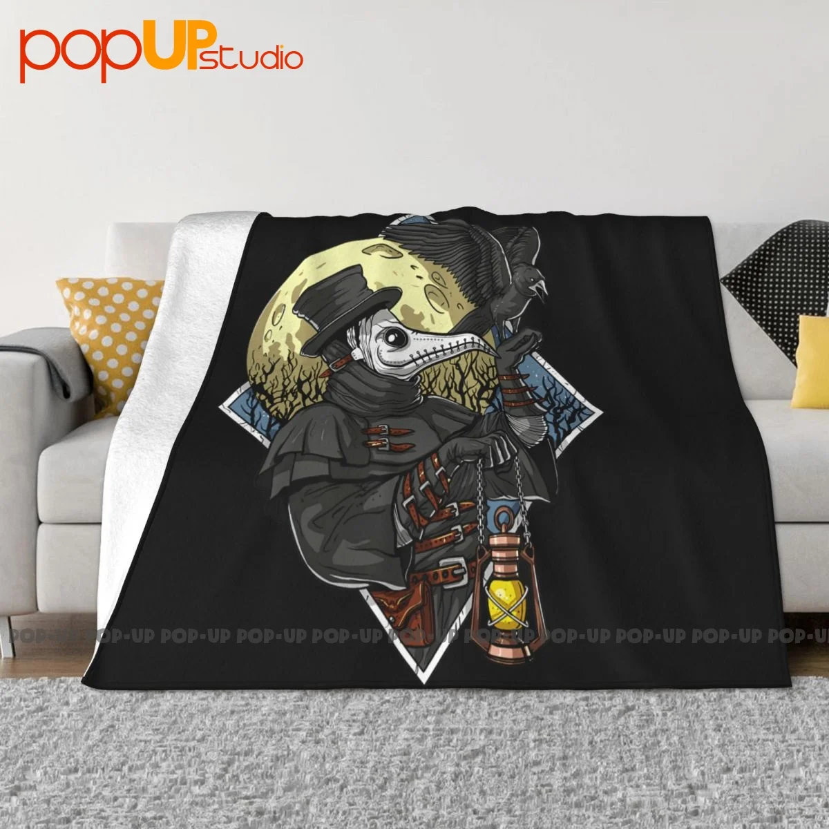 Plague Doctor Steampunk Raven Medieval Fantasy Gothic Blanket Plush Dual Purpose Sofa Decorative