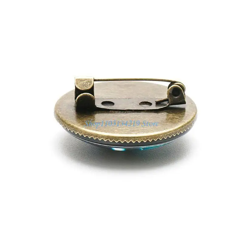 N5KC Collar Pin Metal Glass Round Badge Brooch Muslim Islamic Allah Metal Glass Badge Accessories