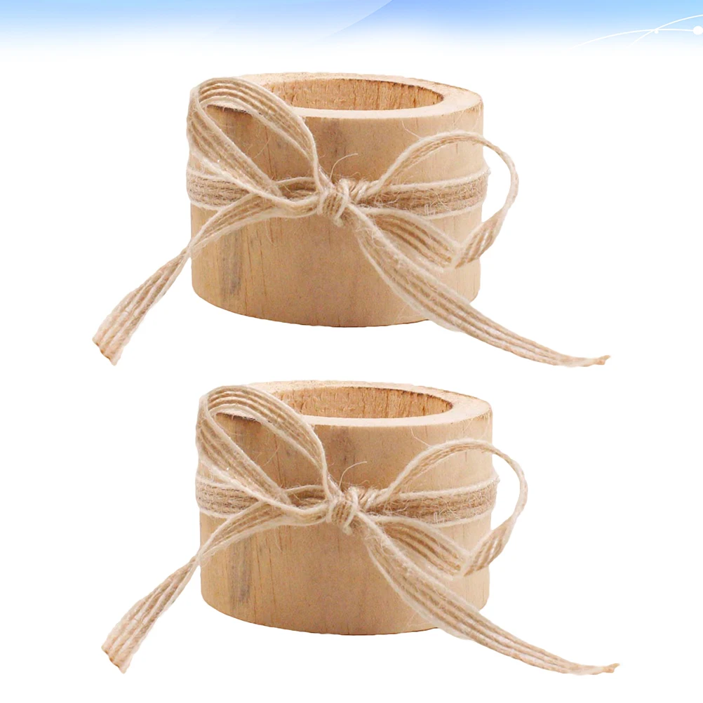 

2pcs Wooden Holder Cylinder Shaped Candlestick Stand For Home Decor Desktop Festival Gift Wedding Party Tealight Holder