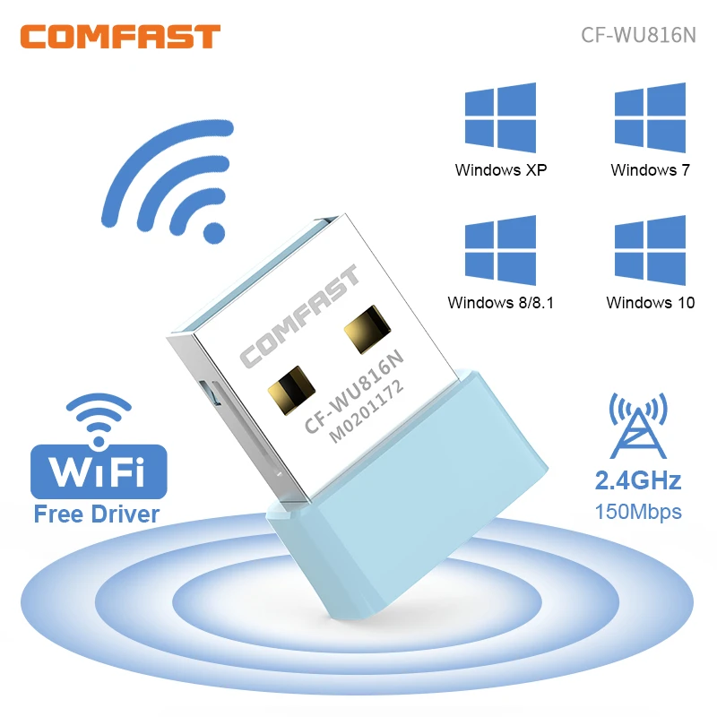 Comfast150M USB WiFi Adapter 2.4G Network Card USB 2.0 WiFi Adapter LAN Wi-Fi Receiver Key Dongle Antena Para PC Win 7 8 10 11