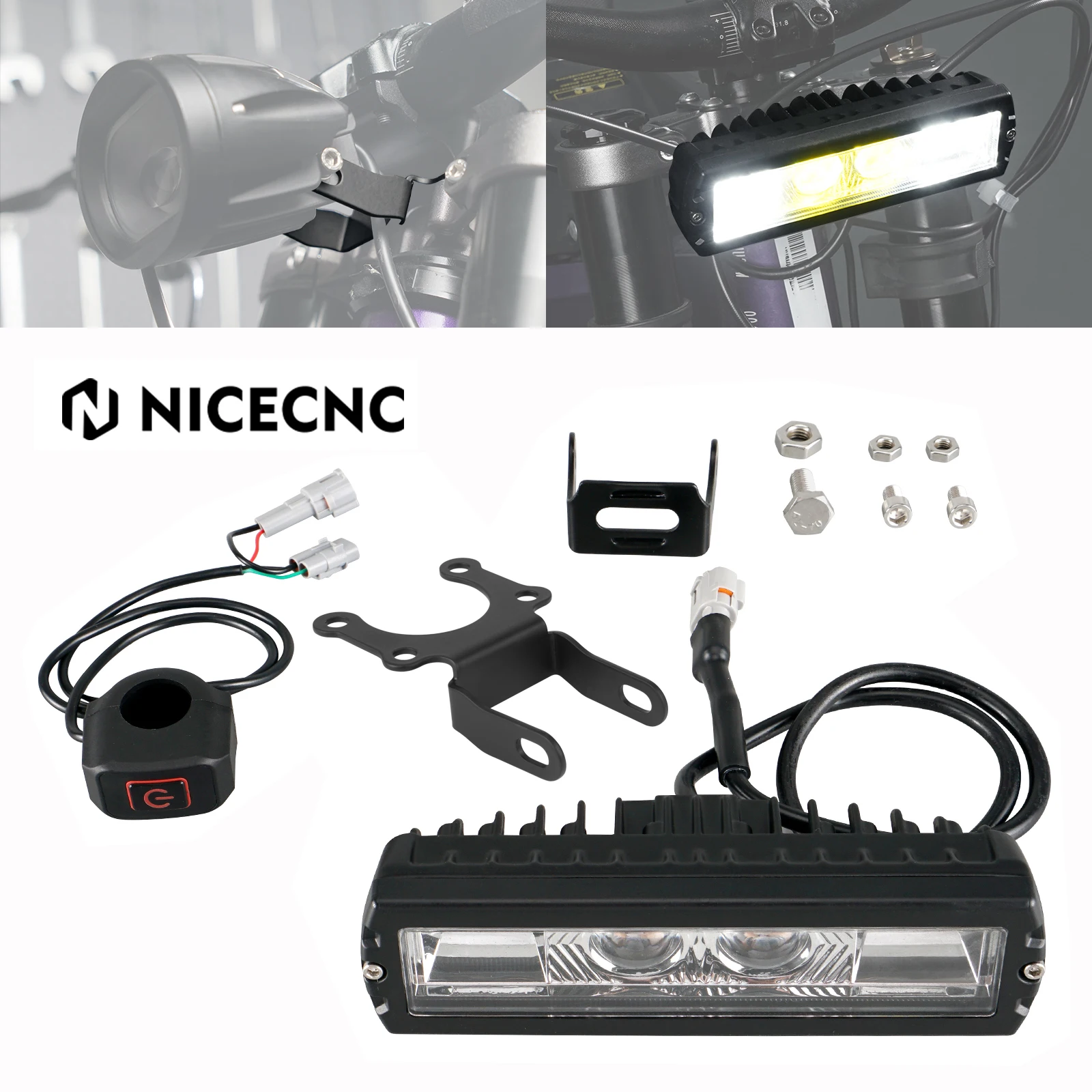 

For Surron light bee X S L1E 2023 2024 Electric Bike Parts Segway X 160 X260 Plug & Play LED Headlight Light Switch With Bracket