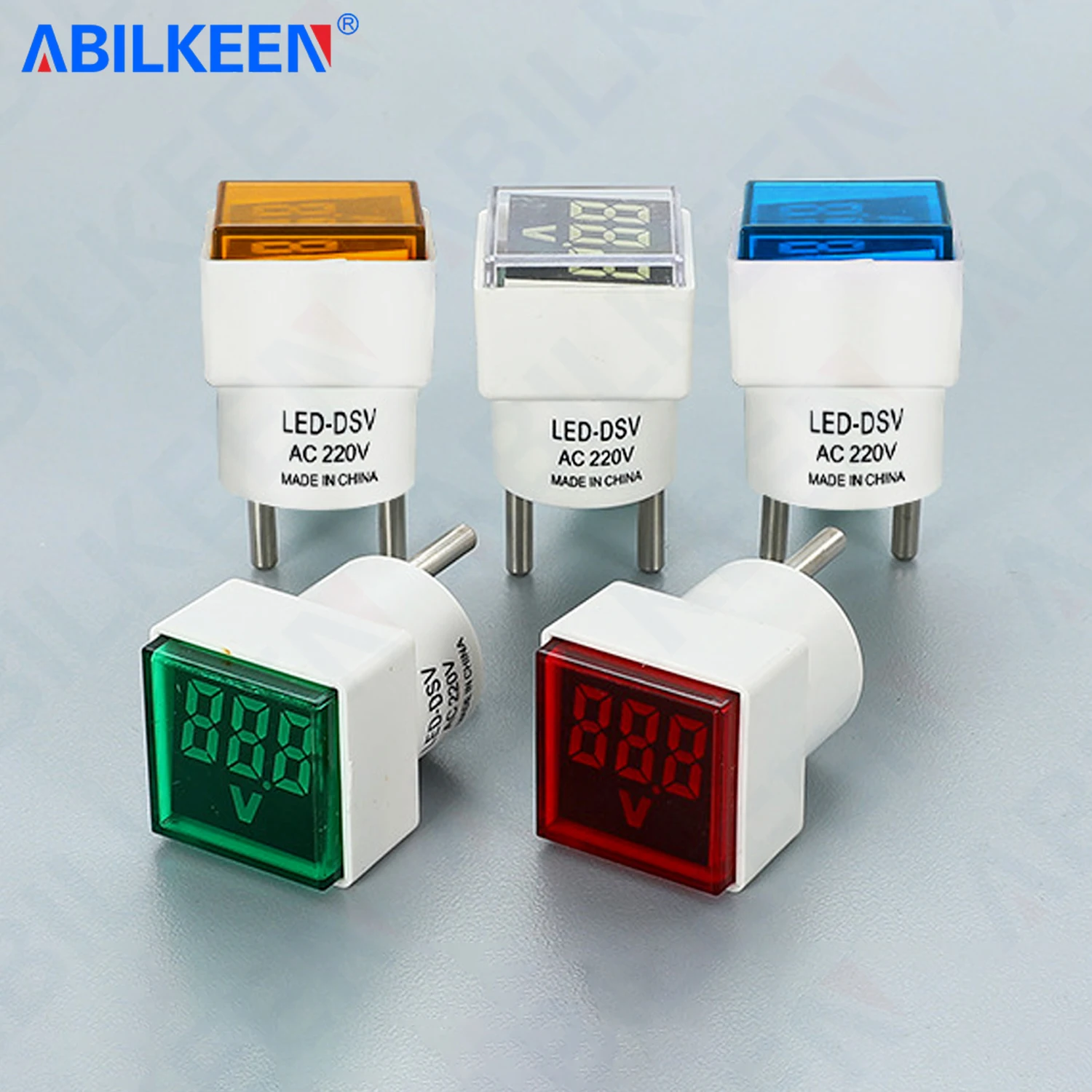 ABILKEEN AD16-22 22MM LED Digital Display Voltage Meter AC50~500V LED Light Digital Display Meter with 2Pin European Plug