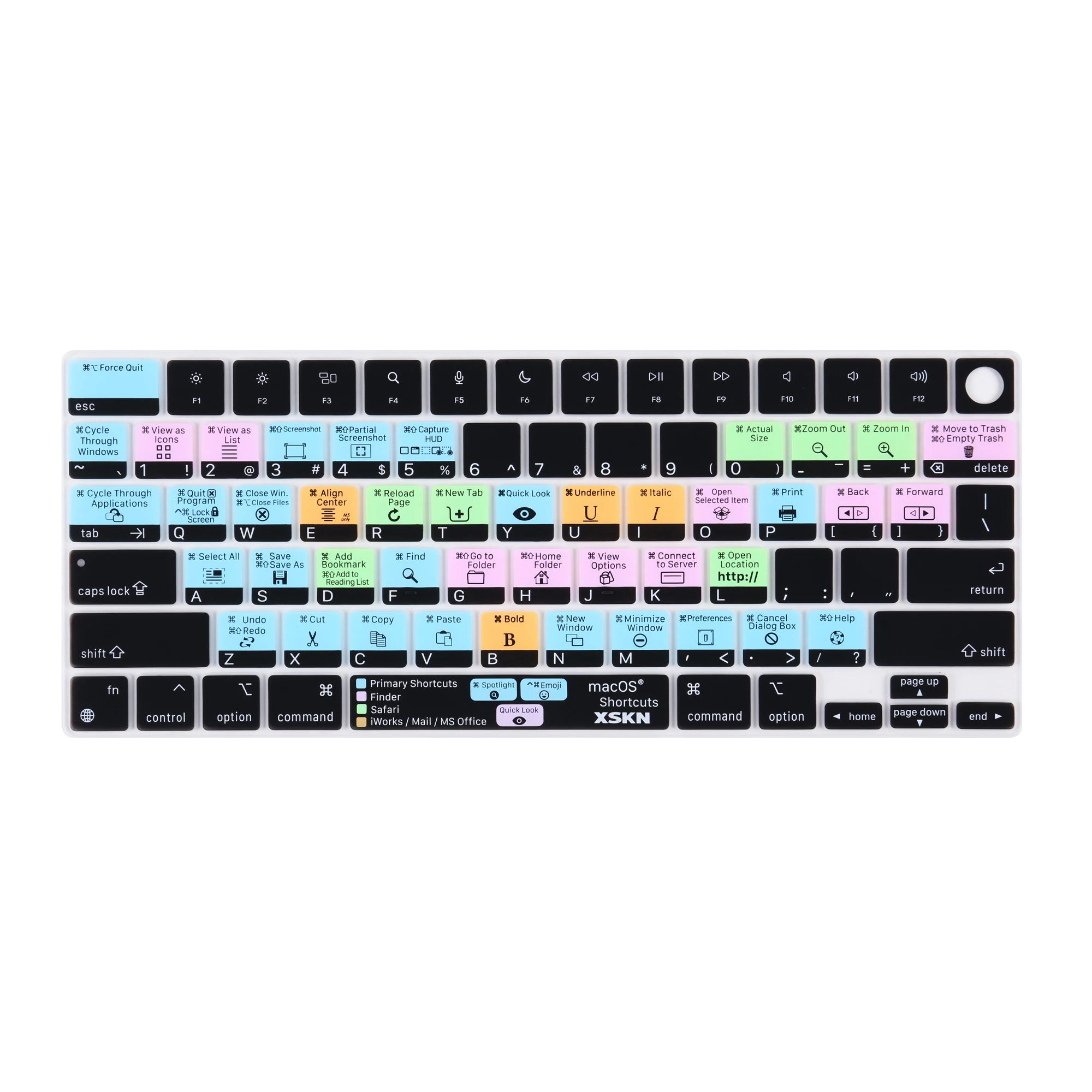 

XSKN US EU macOS Shortcuts Keyboard Cover for Macbook Pro 14.2 Macbook Pro 16.2 with Touch ID M2 M3 M4 Silicone Protector Skin