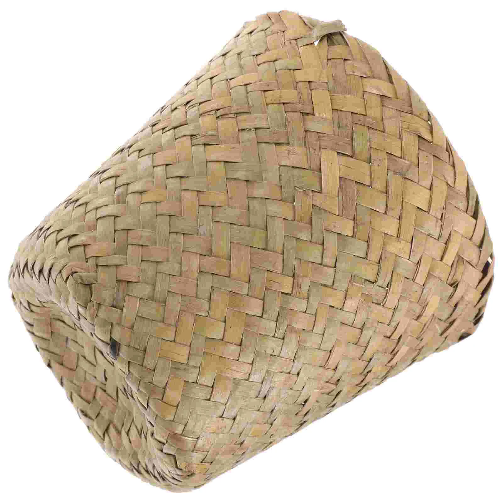 Woven Trash Can Straw Basket Sundries Laundry Baskets Creative Storage Household Organizer Small Mini Hamper Flower Pot