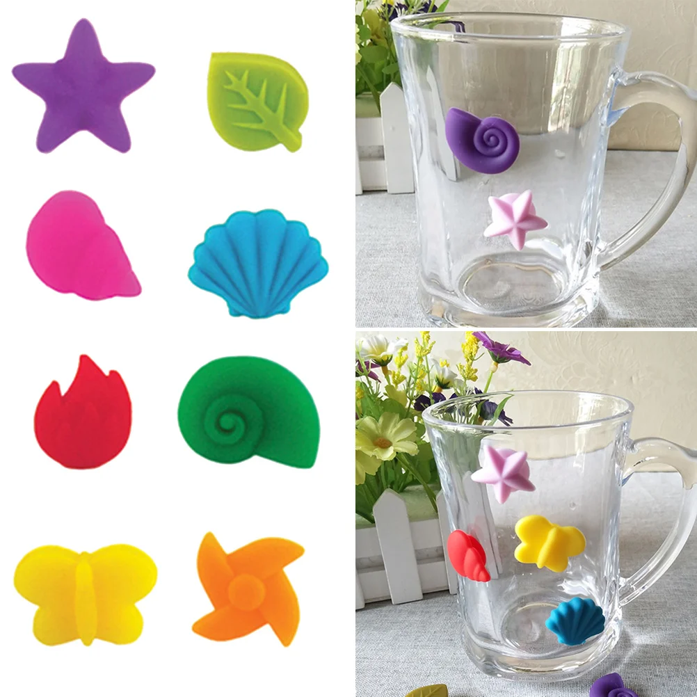 8 Pcs Cup Silicone Label Dedicated Marker Drinks Glass Recognizer Decorative Accessories Labels