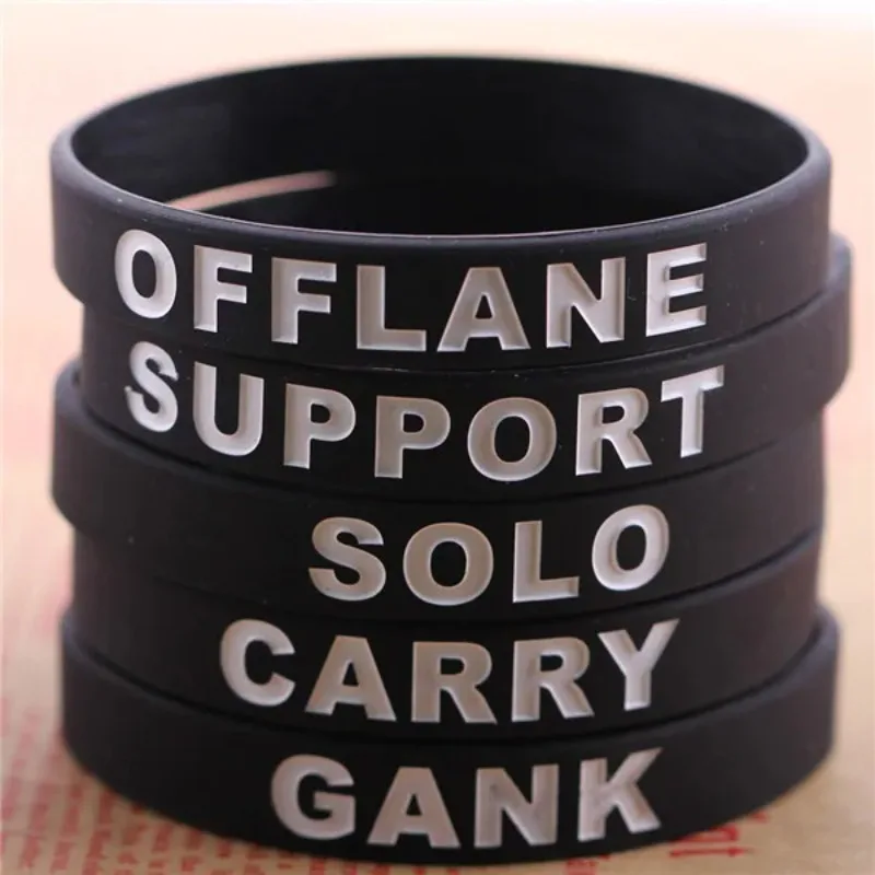 10 pcs/lot DOTA 2 wristband Dota2 OFFLANE SUPPORT SOLO CARRY GANK printed band Game heroes Jewelry