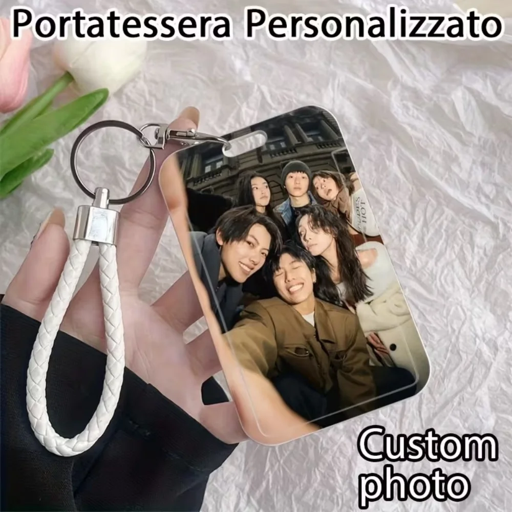 DIY Group Photo Acrvlic Double Sided Custom ID Card Holder Credit Card and Bank Card Protective Case Student ID Key Chain